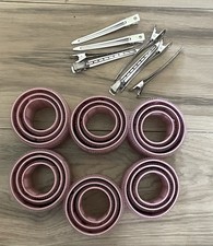 26 Piece Pink Self Grip Hair Rollers 3 Sets 6pcs 1.5" 2" 2.5" with 8 Clips