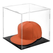 Clear Acrylic Display Case Cube Baseball Hat Holder Box with Black Base 72