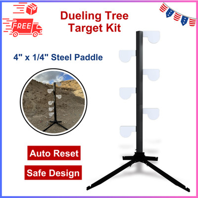 AR500 Dueling Tree Target Kit - 4'' x 1/4'' Steel Paddle For .22 Rimfire Shooting