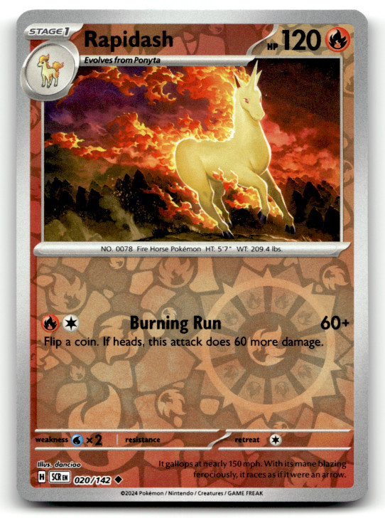 Rapidash 020/142 Reverse Holo Uncommon SV07: Stellar Crown LP