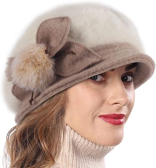 Women Angola Wool Winter Hats - Felt Wool Beanie Beret  display picture 3