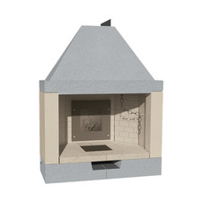 Camino a Legna Prefabbricato Focolare Refrattario Aperto A Vista M130REF Calore