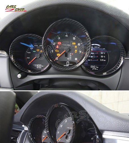 For Porsche Macan 2015-2023 Carbon Fiber Dashboard Speedometer Ring Cover Trim - Picture 4 of 4