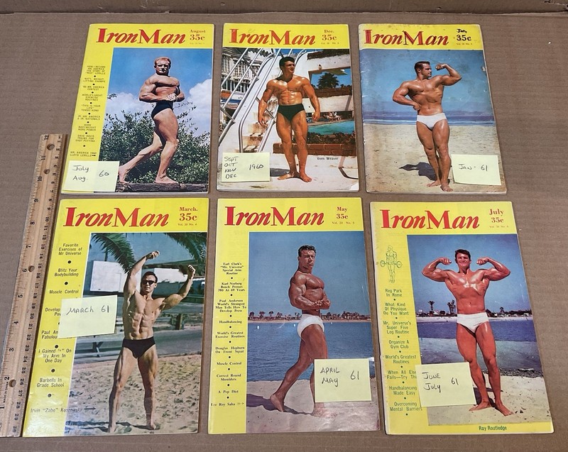 Vintage Iron Man Magazine Lot Complete Vol. 24 No. 1 to 6 Body Building 1964-65