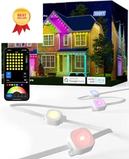 Gefolly Permanent Outdoor Lights Pro, 100ft with 60 RGBW 100ft, White 