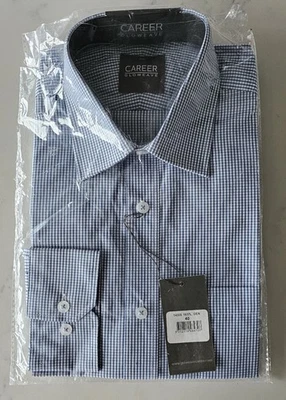 Career Gloweave Men's Blue Gingham Check Dress Shirt - Size 40 (14305 1637L) - Image 1 of 2