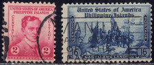 1935 Philippines SC# 383, 389 - Jose Rizal - Magellan's Landing - Used