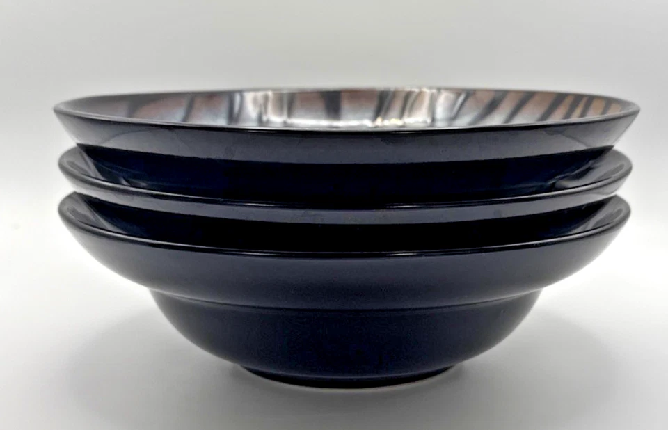 Mikasa Gourmet Basics CONGO 8.25" Stoneware Salad Bowls set of 3 Zebra Stripes - Image 2 of 4