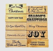 CHRISTMAS NEW YEAR WEDDING Rubber Stamps Big Lot Of 10 Sayings Sentiments bg6