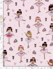 Ballet Girl w/Glitter Fabric By Yard Ballerinas CM3817 Cotton Timeless Treasures
