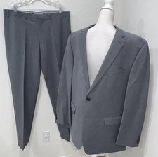 Crown & Ivy Suit Men’s Size 48L 38Wx34 Gray Wool Blend 2pc Jacket Pants Stretch