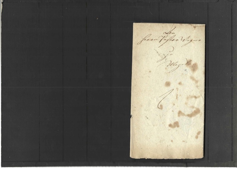 EUROPE 1814 FOLDED LETTER COUNTRY?? LARGE SEAL STAINS MANUSCRIPT RATE  #953