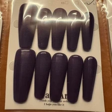 "Midnight Plum" Press-On Nail Set – Glossy Deep Purple Minimalism