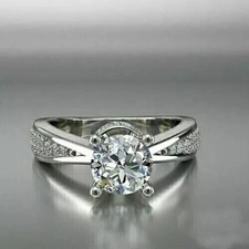 14K White Gold Plated 2Ct Round Cut Lab Created Diamond Beauty Engagement Ring