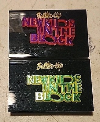 New Kids On The Block Pin Lot Of 2 NOS 1989 Tour Retro Neon Green Pink Big Step