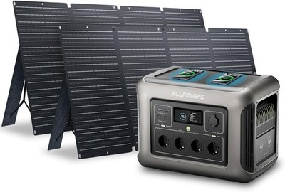 Tragbarer Stromspeicher 1152Wh mit 2x 200W Solarpanel Wechselrichter 1800W