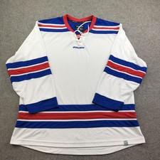 Bauer Jersey Mens Large White Long Sleeve Hockey Practice Mesh Top Performance