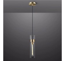 Modern Glass Brass Pendant Lights Kitchen Island, Adjustable Cord Pendant Light
