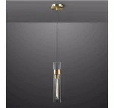 Modern Glass Brass Pendant Lights Kitchen Island, Adjustable Cord Pendant Light