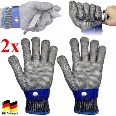 2x Edelstahl Stechschutzhandschuhe Kettenhandschuh Sicherheits-Handschuh Metzger