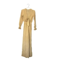 Nytt golden yellow long sleeve front tie jumpsuit size small