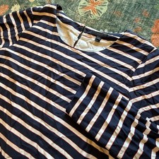 J.Crew Womens 100% Silk Striped Shift Dress Navy White Red Size 14