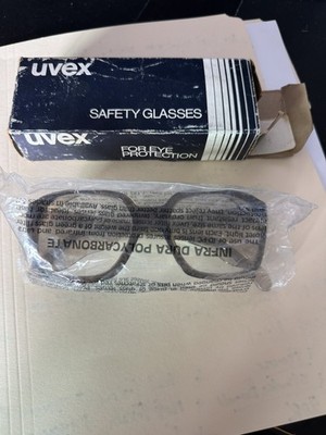 Vintage Uvex TopSider Z87 Safety Glasses Eyeglass Frames Smoke Grey with Shields