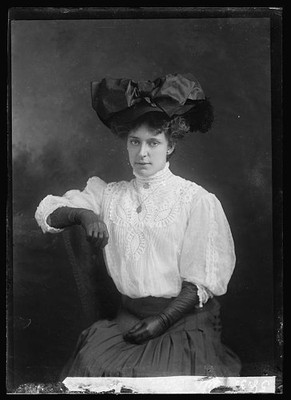 Photo:Nellie Petrie Portrait Woman Large Hat Gloves c1905-1909