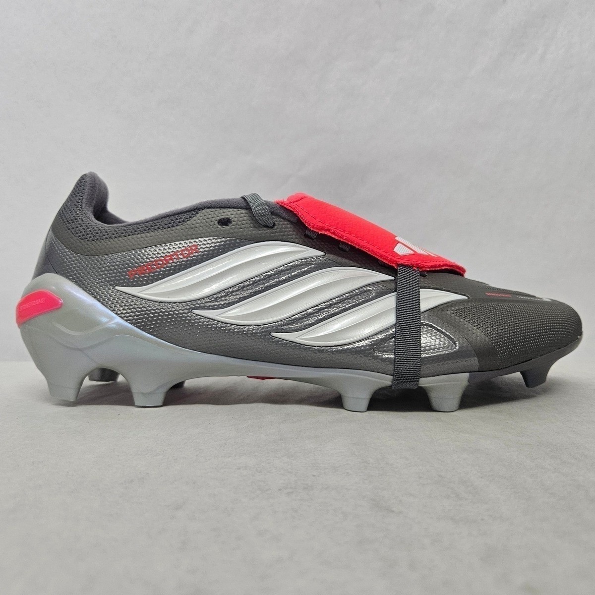 Adidas Predator League FT FG Soccer Cleats JS0426 Gray Lucid Red