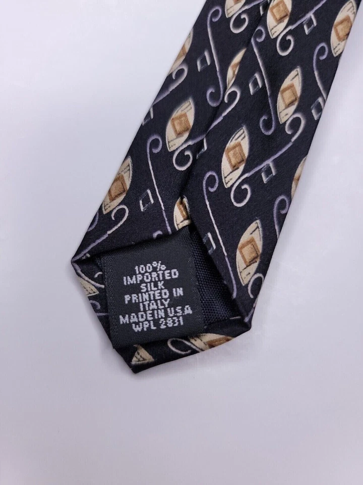 Corbata formal para hombre Zylos George Machado 58"Lx4"W negra/beige Foto 4 de 4