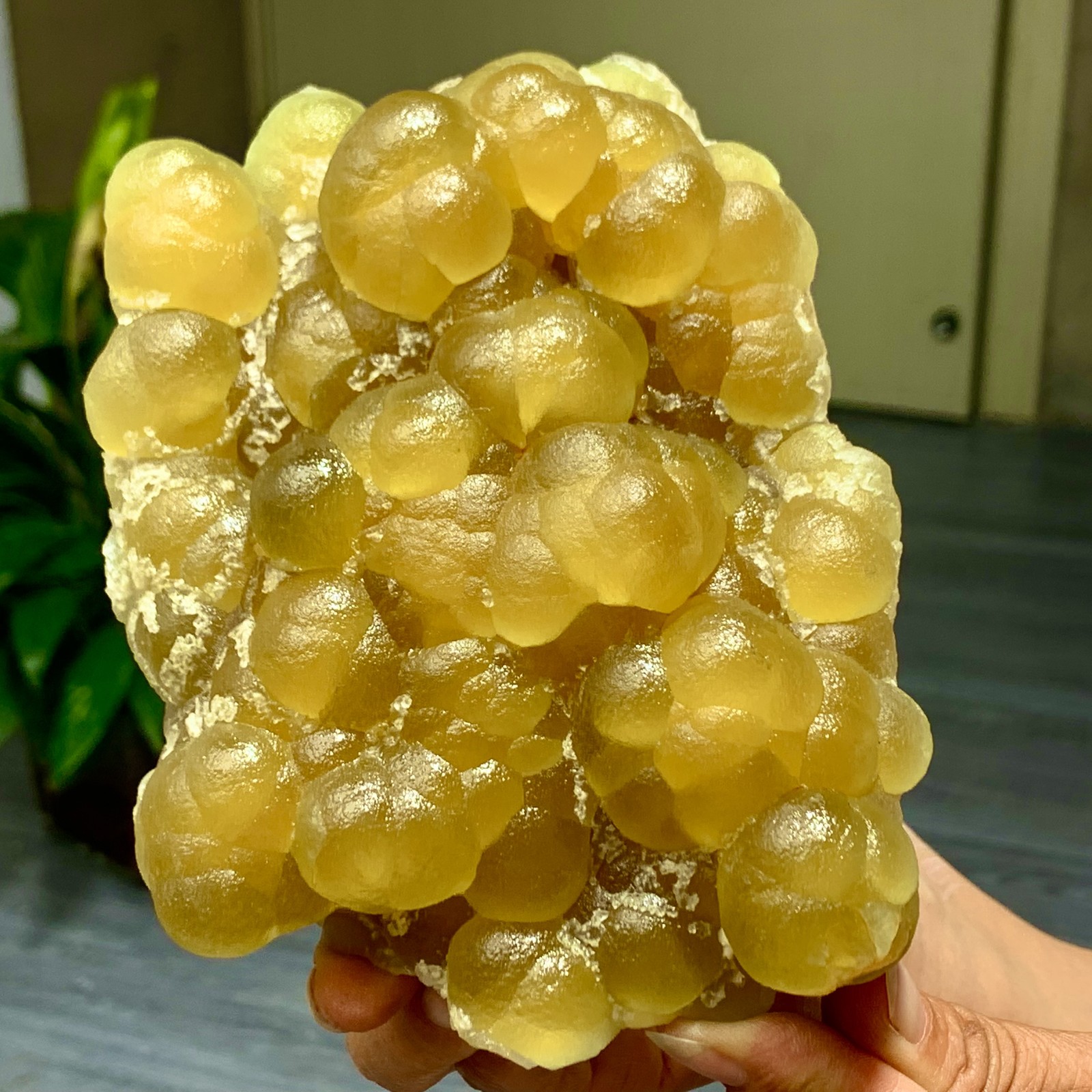 2.31LB Natural Transparent Yellow Spherical Fluorite Crystal Specimen