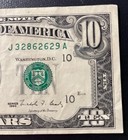 Ten Dollar Bill $10 1990 Older Note J32862629A Miscut Error sb2-26 — photo 4