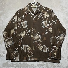 Vintage 70s Sears Kings Road Disco Shirt Men  s L Abstract Geometric Psychedelic