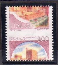 Castelli Lire 300 varietà dentellatura orizzontale spostata