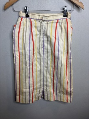 Vintage Bobbie Brooks Skirt Womens Medium Stripe High Waist Pockets 60s Retro