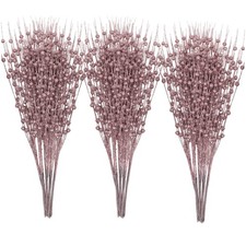 24 PCS Artificial Glitter Holly Berry Stem Ornaments Berry Picks Branches Gli...