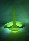 Vintage Fenton Uranium Custard Glass Satin Basket Water Lily Pad Pattern 7"