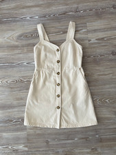 Urban Outfitters BDG Mini Dress Denim Button Front Cream S / UK 8-10 - NEW