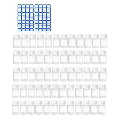 60x klare Probenfläschchen 15ml klare Flaschen mit Deckel geschlossener Verschluss Schraubverschlüsse