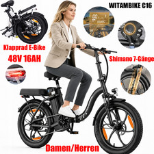 20 Zoll Klapprad E-Bike 48V 16AH Shimano 7-Gänge Pedelec Fatbike 100KM …
