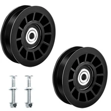 (2-Pack) Exact Replacement 3 1/2” Flat Idler Pulley (Black) - OEM Part Number...