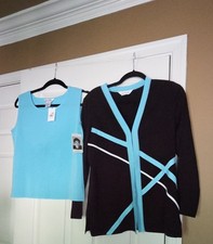 Exclusively Misook S black & Blue Cardigan w ...