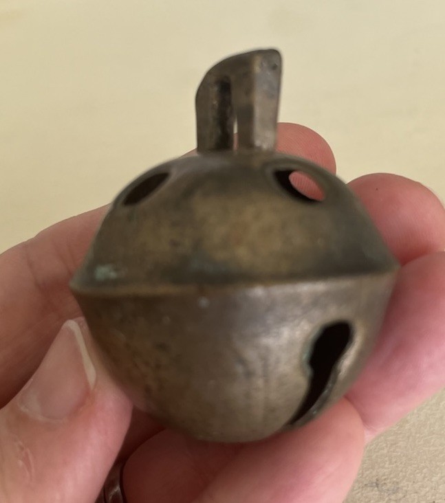 Antique Brass Crotal  Sleigh Petal Bell 1800s Number 5 -GREAT Ring!