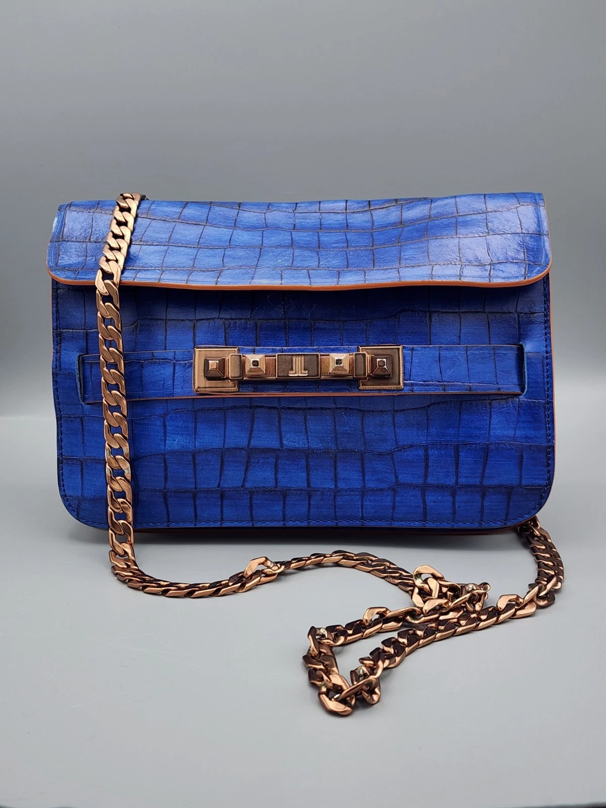 Lanvin — Lanvin Collection Blue Leather Chain Shoulder Bag Crossbody