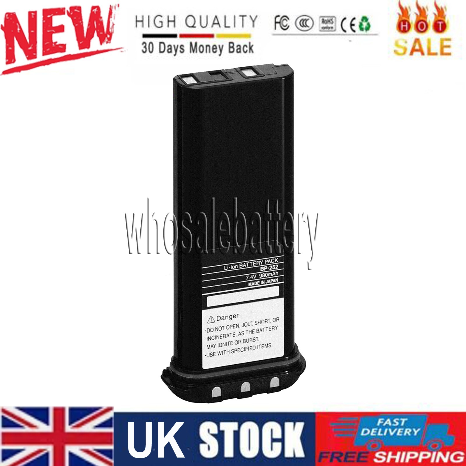 980mAh BP-252 Battery for ICOM Handheld VHF Marine Radio IC-M36 M34 ICMM3401