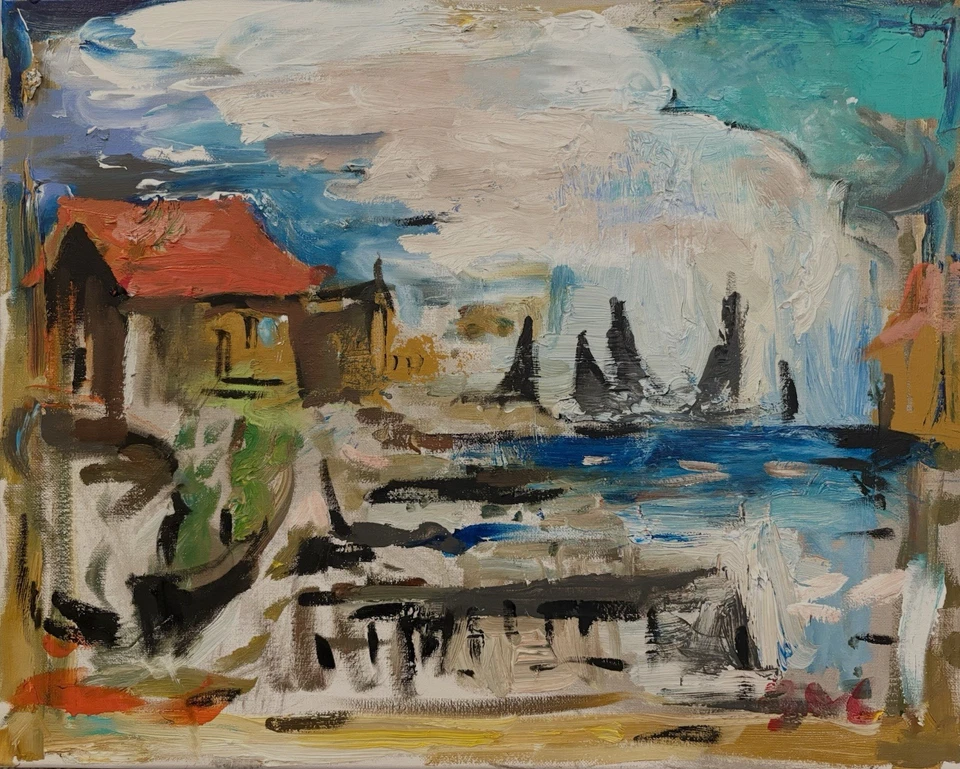 Italy Sailboat Impressionism Art On Canvas Original Painting 16x20 - Image 2 of 2