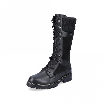 LADIES REMONTE D0B76-01 BLACK SHOWER PROOF MID CALF BOOT