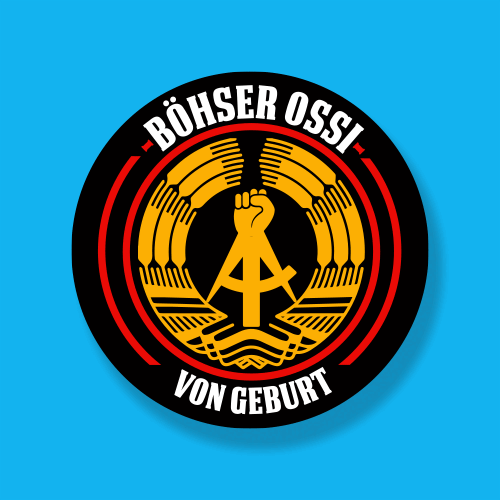 Böhser Ossi von Geburt an DDR Button Anstecker Aufkleber Flaschenöffn Spiegel - Picture 5 of 5