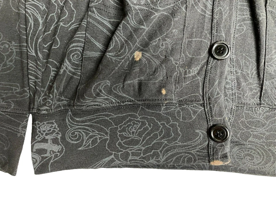 FOX Racing Sweater Womens Small Black Button Front Cardigan Oversized Grunge - Image 2 of 4