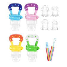 4 Pack Baby Pacifier Soother Nibbler Feeder Teether Toys for Kids Silicone Pouch